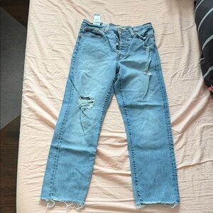 Distressed Blue Jeans